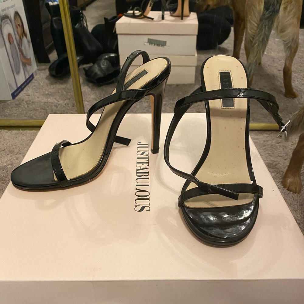 Black strappy heels